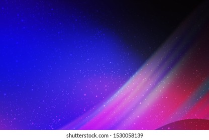 Dark Pink, Blue vector template with space stars. Shining illustration with sky stars on abstract template. Pattern for futuristic ad, booklets.