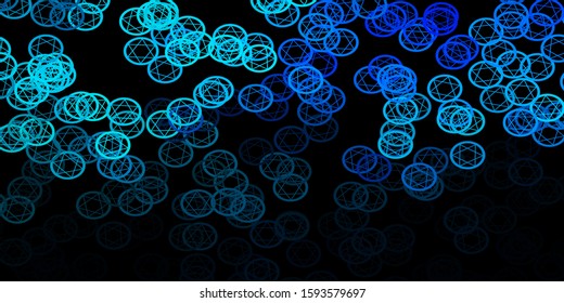 Dark Pink, Blue vector template with esoteric signs. Colorful vintage illustration with gradient alchemy shapes. Design for magic, spiritual events.