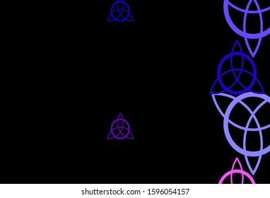 Dark Pink, Blue vector template with esoteric signs. Retro design in abstract style with witchcraft forms. Simple design for occult depiction.