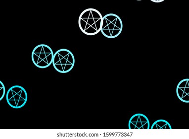 Dark Pink, Blue vector template with esoteric signs. Colorful mystic symbols with a gradient in ancient style. Simple base for your occult design.