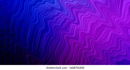 Dark Pink, Blue vector template with wry lines. Bright illustration with gradient circular arcs. Pattern for websites, landing pages.