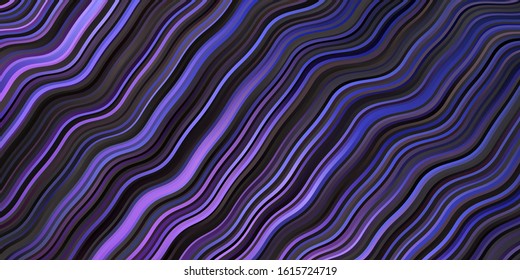 Dark Pink, Blue vector template with wry lines. Bright illustration with gradient circular arcs. Pattern for booklets, leaflets.
