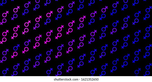 Dark Pink, Blue vector template with businesswoman signs. Simple design in abstract style with women’s rights activism. Elegant design for wallpapers.