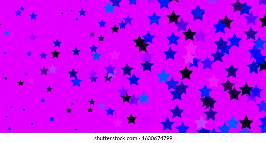Dark Pink, Blue vector template with neon stars. Modern geometric abstract illustration with stars. Design for your business promotion.