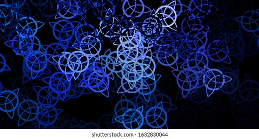 Dark Pink, Blue vector template with esoteric signs. Illustration with magical signs of spiritual power. Background for esoteric, mystic designs.
