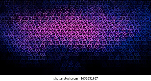 Dark Pink, Blue vector template with esoteric signs. Illustration with magical signs of spiritual power. Simple base for your occult design.