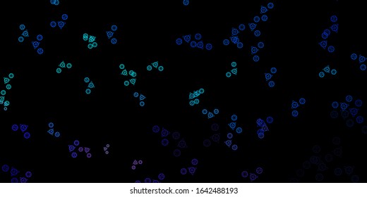 Dark Pink, Blue vector template with esoteric signs. Colorful vintage illustration with gradient alchemy shapes. Best design halloween events.