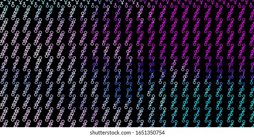 Planta vectorial azul rosa oscuro con signos esotéricos. Ilustración vintage colorida con formas de alquimia degradado. Diseño para eventos mágicos y espirituales.
