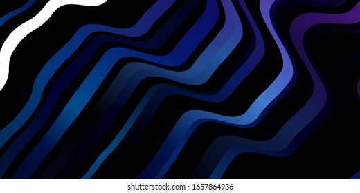 Plantilla vectorial azul oscuro rosa con curvas. Ilustración en estilo de medio tono con curvas degradadas. Plantilla para el diseño de la interfaz de usuario.
