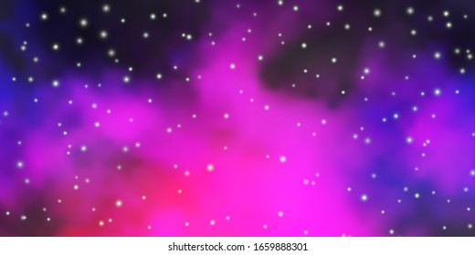 Dark Pink, Blue vector template with neon stars. Colorful illustration with abstract gradient stars. Best design for your ad, poster, banner.