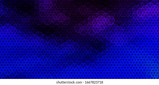 Dark Pink, Blue vector template with esoteric signs. Colorful mystic symbols with a gradient in ancient style. Simple base for your occult design.