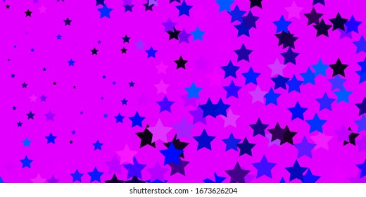 Planta vectorial azul oscuro rosa con estrellas neón. Dibujo abstracto geométrico moderno con estrellas. Diseño para su promoción empresarial.