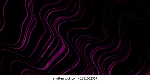 Dark Pink, Blue vector template with curved lines. Abstract illustration with bandy gradient lines. Pattern for ads, commercials.