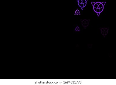 Dark Pink, Blue vector template with esoteric signs. Illustration with magical signs of spiritual power. Simple design for occult depiction.