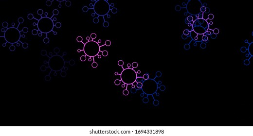 Dark pink, blue vector template with flu signs. Colorful abstract illustration with gradient medical shapes. Simple drawing against danger fever.