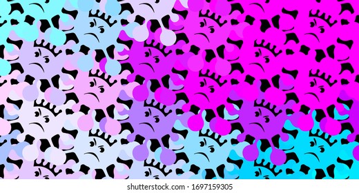 Dark pink, blue vector template with flu signs. Simple design in abstract style with infection forms. Best design for quarantine events.