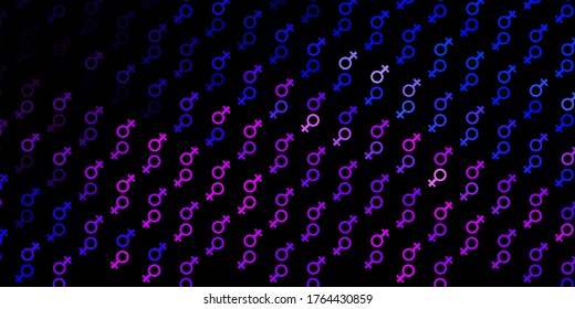 Dark Pink, Blue vector template with businesswoman signs. Abstract illustration with a depiction of women's power. Design for International Women’s Day.