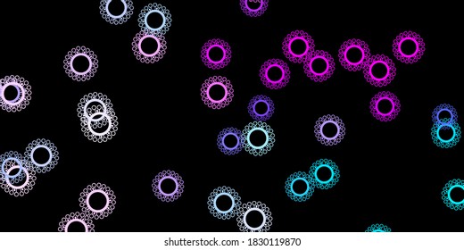 Plantilla vectorial azul rosa oscuro con signos de gripe. Diseño simple en estilo abstracto con formas de infección. Fondo de escritorio para la protección de la salud.
