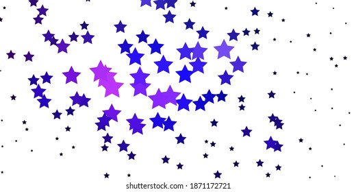 Mapa vectorial azul oscuro rosado con estrellas neón. Diseño decorativo desdibujado en un estilo sencillo con estrellas. Patrón para sitios web, páginas de inicio.