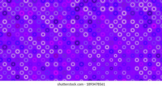 Dark pink, blue vector template with flu signs. Abstract illustration with biological gradient shapes. Wallpaper for health protection.