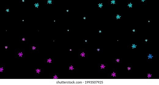 Plantilla vectorial azul rosa oscuro con signos de gripe. Ilustración inteligente con signos cómodos en estilo decorativo. Sencillo dibujo contra la fiebre de peligro.