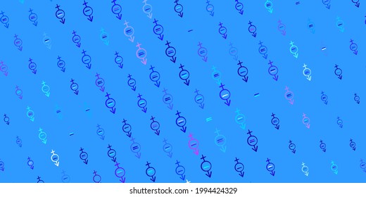 Dark Pink, Blue vector template with businesswoman signs. Colorful feminism symbols with a gradient in modern style. Elegant design for wallpapers.