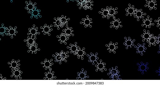 Dark pink, blue vector template with flu signs. Smart illustration with covid signs in decorative style. Best design for quarantine events.