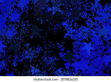 Dark Pink, Blue vector template with ice snowflakes, stars. Glitter abstract illustration with gradient crystal ice forms. Design for New Year posters, banners.