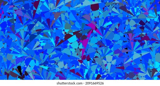 Plantilla de vector azul rosa oscuro con formas triangulares. Ilustración con formas triangulares coloridas abstractas. Una adición fácil a sus comerciales.
