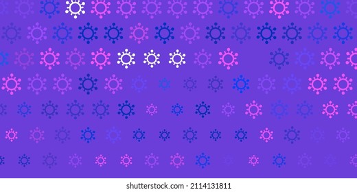 Dark pink, blue vector template with flu signs. Smart illustration with covid signs in decorative style. Wallpaper for health protection.