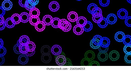 Plantilla vectorial azul rosa oscuro con signos de gripe. Ilustración inteligente con signos cómodos en estilo decorativo. Sencillo dibujo contra la fiebre de peligro.