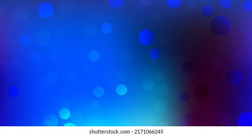 Dark pink, blue vector template with circles. Abstract decorative design in gradient style with bubbles. Pattern for booklets, leaflets.