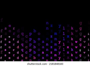 Plantilla vectorial azul rosa oscuro con letras aisladas. Ilustración brillante con símbolos ABC en una plantilla abstracta. El patrón puede utilizarse para anuncios, folletos, folletos de educación.