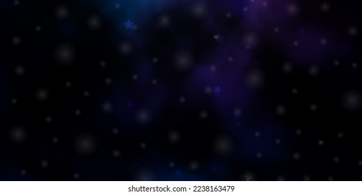 Mapa vectorial azul oscuro rosado con estrellas neón. Brillante ilustración colorida con estrellas pequeñas y grandes. Diseño para su promoción comercial.