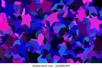 Dark Pink, Blue vector template with sky stars. Modern geometrical abstract illustration with stars. Template for cosmic backgrounds.