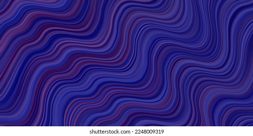Plantilla vector azul, rosa oscuro con líneas. Ilustración abstracta con arcos de gradiente. Patrón para sitios web, páginas de inicio.