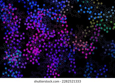 Dark Pink, Blue vector template with artificial intelligence structure. Colored AI structure with gradient lines and dots. Smart design for promotion of bid data.