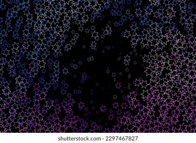 Mapa vectorial azul oscuro rosa con estrellas del cielo. Decoración borrosa de estilo sencillo con estrellas. La plantilla se puede utilizar como fondo.