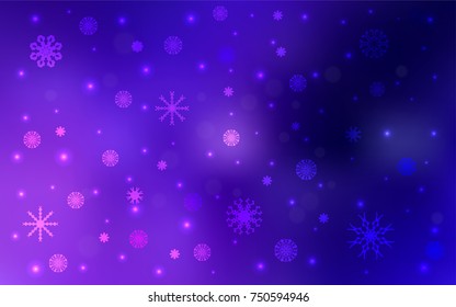 Dark Pink, Blue vector template with ice snowflakes. Glitter abstract illustration with crystals of ice. The pattern can be used for year new  websites.