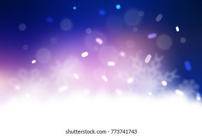 Dark Pink, Blue vector template with ice snowflakes. Shining colored illustration with snow in christmas style. New year design for your business advert.
