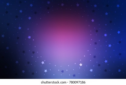 Dark Pink, Blue vector template with sky stars. Glitter abstract illustration with colored stars. The pattern can be used for new year ad, booklets.