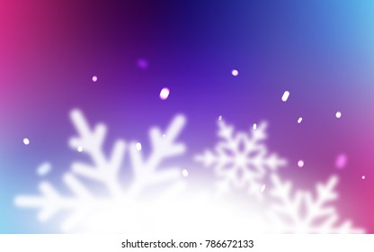 Dark Pink, Blue vector template with ice snowflakes. Glitter abstract illustration with crystals of ice. The template can be used as a new year background.