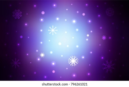 Dark Pink, Blue vector template with ice snowflakes. Shining colored illustration with snow in christmas style. The template can be used as a new year background.