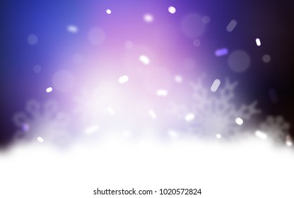 Dark Pink, Blue vector texture with colored snowflakes. Shining colored illustration with snow in christmas style. The pattern can be used for new year ad, booklets.