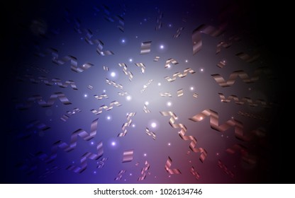 Dark Pink, Blue vector texture with birthday confetti. Beautiful colored illustration with ribbon in celebration style. The pattern can be used for birthday gifts, congratulations.
