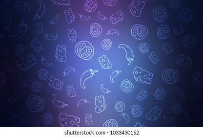 Dark Pink, Blue vector texture with delicious snacks. Illustration with set of fresh food in doodle style. Template for meal cooking in kitchen.