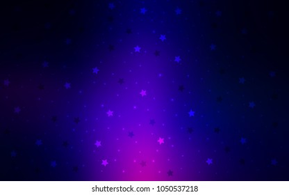 Dark Pink, Blue vector texture with beautiful stars. Glitter abstract illustration with colored stars. Best design for your ad, poster, banner.