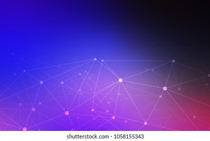 Dark Pink, Blue vector texture with disks, lines. Design with connection of dots and lines on colorful background. Pattern can be used for beautiful websites.