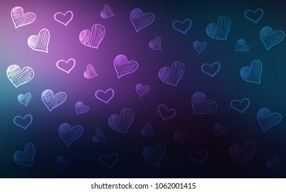 Dark Pink, Blue vector texture with lovely hearts. Illustration with hearts in love concept for valentine's day. Pattern for marriage gifts, congratulations.