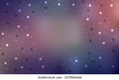 Dark Pink, Blue vector texture with beautiful stars. Modern geometrical abstract illustration with stars. The pattern can be used for websites.